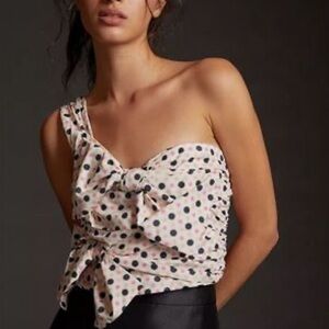 Anthropologie Maeve Bow Tie One Shoulder Crop Top